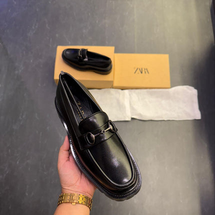Men's Luxury Chunky Black Loafers with Signature Buckle - Showroom Quality
