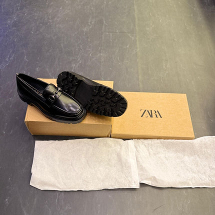 Men's Luxury Chunky Black Loafers with Signature Buckle - Showroom Quality