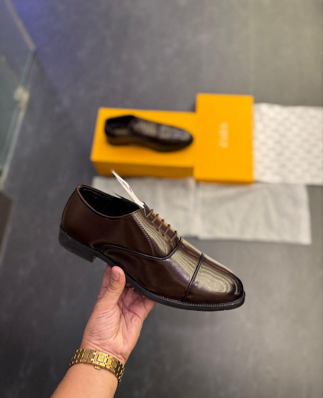 Men's Black Patent Formal Derby Shoes - Premium Showroom Quality