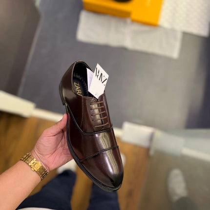 Men's Black Patent Formal Derby Shoes - Premium Showroom Quality